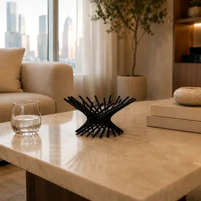 Modern Black Decorative Centerpiece Sculpture / Bowl