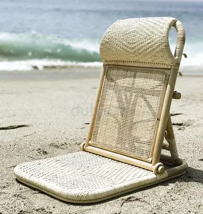 Natural Rattan Floor Chair - Portable Beach/Indoor Seating