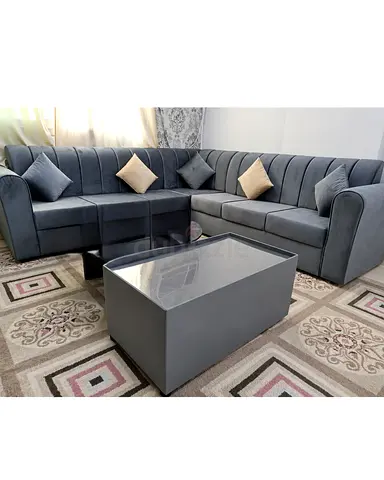 Get all the brand new L shape sofa grey color you can get from us