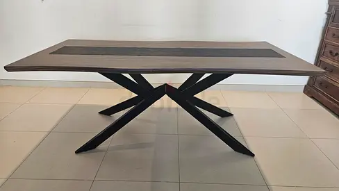 8 seater modern rectangular dining table with 8 chairs. All together.