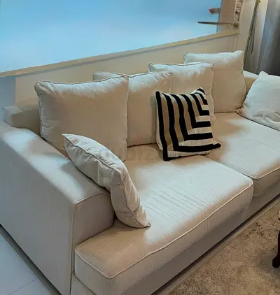 Light beige 3-seater fabric sofa in good condition from the one - negotiable
