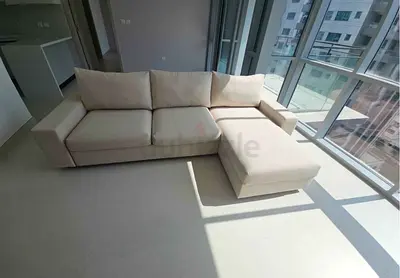 Beige L-shaped Sofa bed Chaise - Good Condition vimle