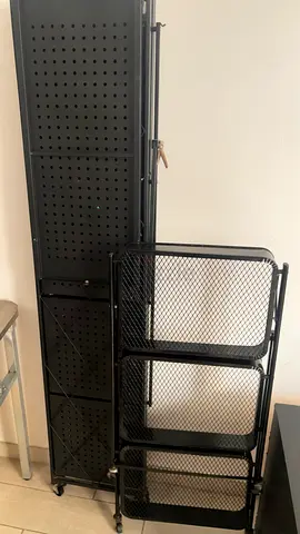 2 foldable Metal kitchen rack heavy duty — sturdy storage unit with free cloth dryer stand