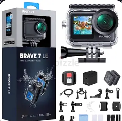 Used only once Brave 7 LE Action Camera with Accessories and chin mount for helmet