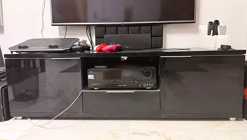 Black low TV cabinet
