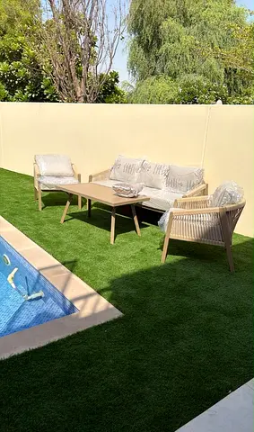Sofa set aluminium beige rope style outdoor furniture garden furniture