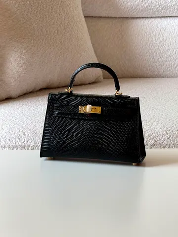 Hermes Small black structured leather top-handle handbag