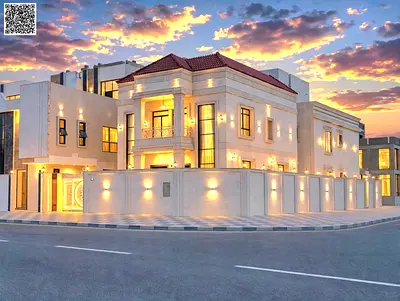 Luxury Corner Villa for Sale in Al Helio 2 – Ajman | Two Floors Plus Roof | Stone Facade | Corner Plot (Two Streets) | Facing Amenities | Registration