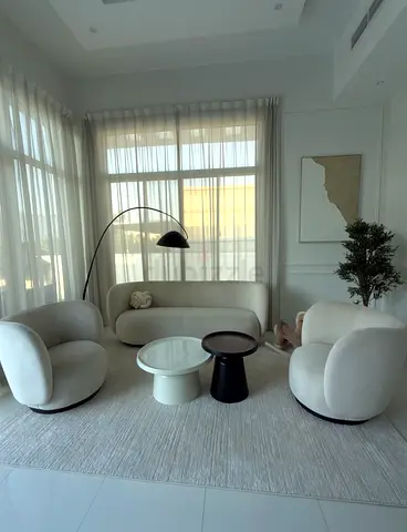 Modern Cream Curved Sofa and Armchairs Living Room Set (3-seater + 2 chairs)