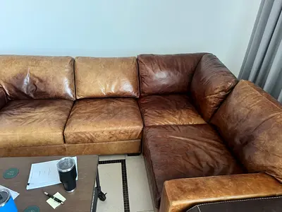 Pottery Barn Turner Genuine leather L-shaped sectional sofa