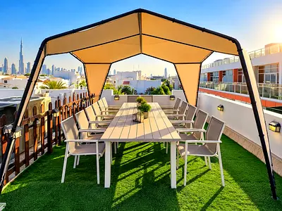 Outdoor Dining Set with Canopy Gazebo — The Seater Table and 12 Chairs
