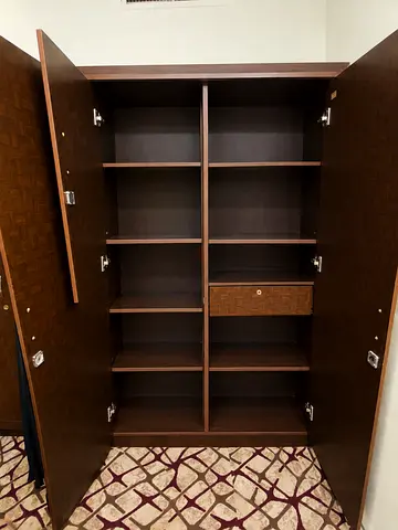 Large Wooden Wardrobe/Armoire with Multiple Shelves - Dark Brown