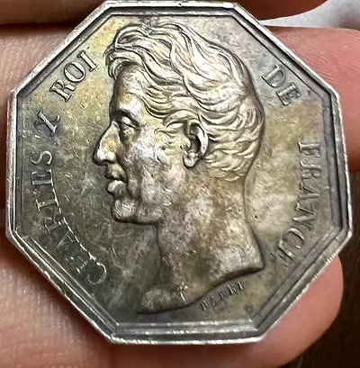 Rare 1826 French Silver Jeton - King Charles X Law/Tribunal Token