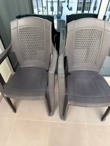 Set of 2 Outdoor Plastic Armchairs - Dark Brown