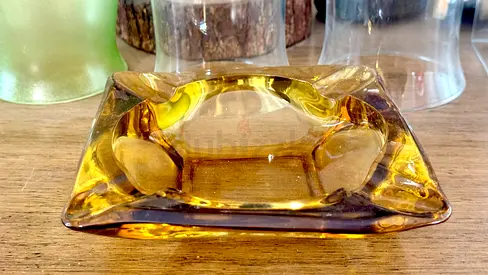 Amber Glass Ashtray / Decorative Glass Tray