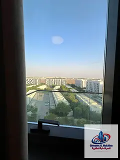 Lowest-price furnished 1BR in Aljada, balcony, fully equipped, 4/6/8 payments, free parking, gym & p