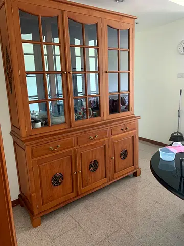 Teakwood Display Cabinet / China Cabinet with Glass Doors