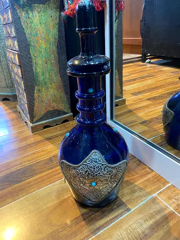 Decorative Blue glass vase-46cm height