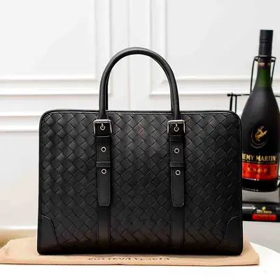 BOTTEGA VENETA Black Slim Briefcase New