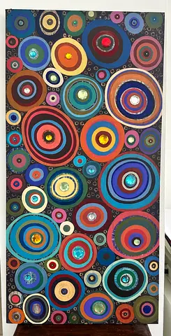 Hand-painted Abstract Circular Motif Canvas Artwork