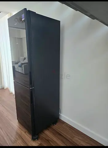 Slim black -door refrigerator - good condition