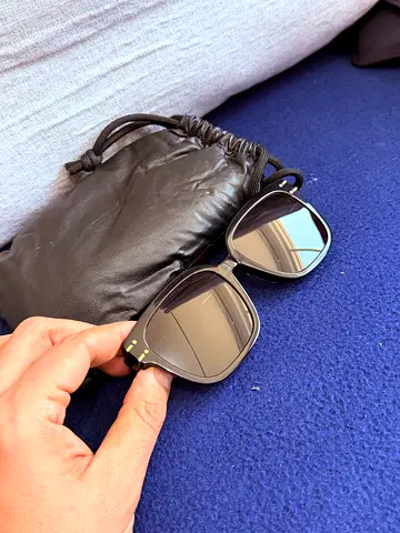 Original Christian Dior Black Square Sunglasses with Soft Carry Pouch