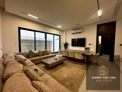Beautiful fully furnished villa, modern finishes, elegant decor, central A/C, owner maintenance, prime location near services, easy Dubai access.