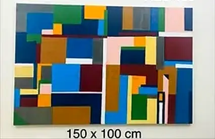 Abstract Geometric Acrylic Painting on Canvas - 150 x 100 cm