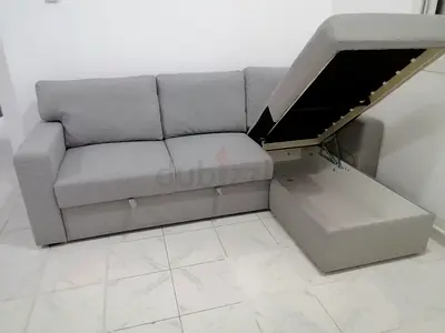 IKEA BÅRSJÖV Light grey L-shaped sofa bed with storage (good condition)