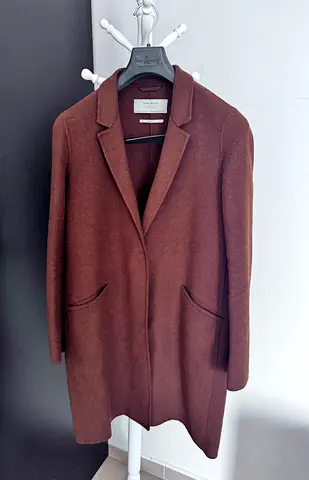 Brown handmade wool mid length women's coat - Zara Collection, size M