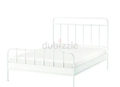 Ikea 160*200 White metal bed frame with two mattresses