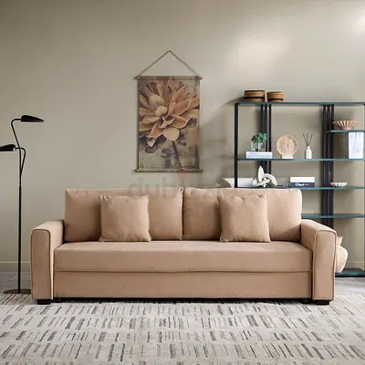 New Cyrus 3-Seater Pull-Out Sofa Bed with Storage and 2 Cushions