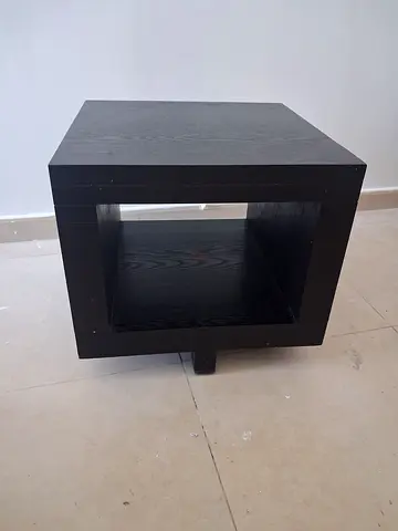 Black Cube Side Table / Open Storage Nightstand
