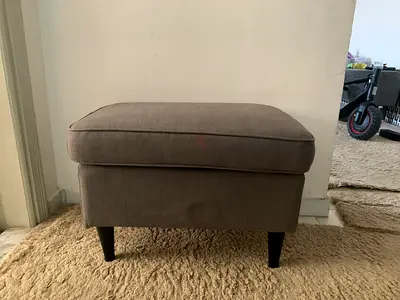 Beige Upholstered Ottoman / Footstool with Storage