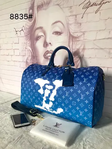 Blue designer-style Louis Vuitton duffel bag - new
