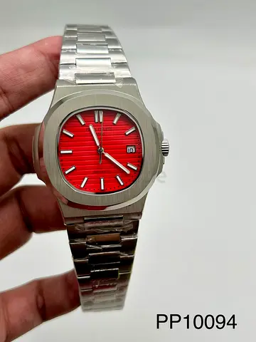 Stainless Steel Watch with Red Dial (PP10094)