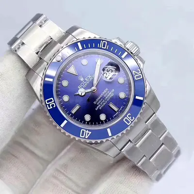 Rolex Submariner style stainless steel men's watch with blue dial and bezel COD All Over UAE