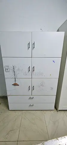 White Storage Cabinet / Wardrobe - 8 Doors 50AED