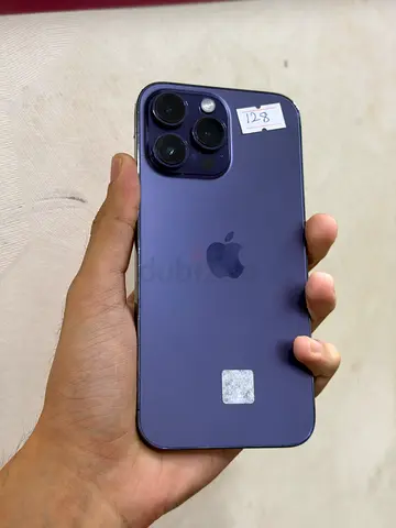 iPhone 14 Pro Max Deep Purple) - Good Condition, Unlocked display shade physical sim 1450Aed
