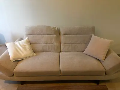 Beige 2-Seater Fabric Sofa in Good Condition
