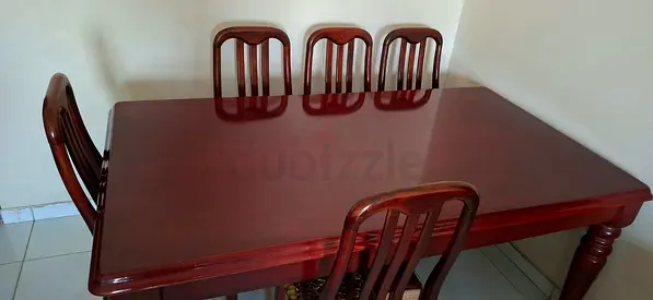 Solid Wood Dining Table with 6 Chairs - Good Condition