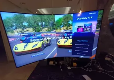 Samsung Odyssey Ark 2nd Gen G97NC) is a premium, massive 55-inch curved 4K UHD gaming monitor 165hz