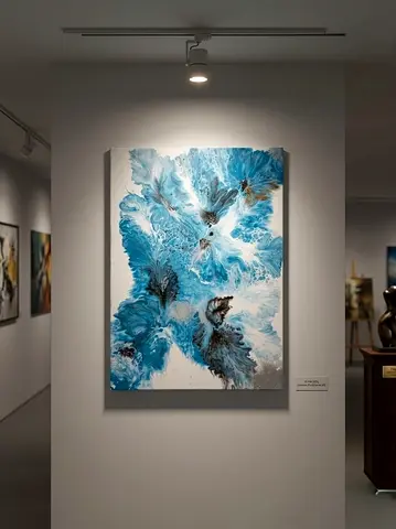 Original Abstract Blue Ocean Acrylic Painting on Canvas