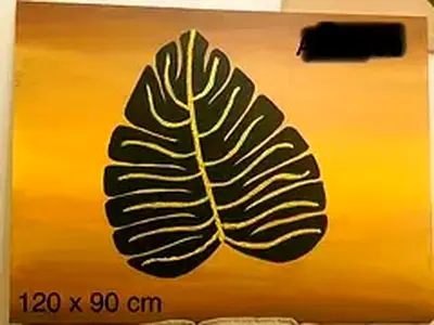 Large Leaf Wall Art Painting 120 x 90 cm