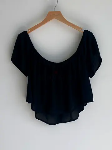 Black off-shoulder crop top, size S/M - gently used
