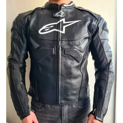 Alpinestars Black Leather Motorcycle Jacket