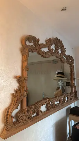 Large Ornate Carved Wooden Wall Mirror - Antique Style