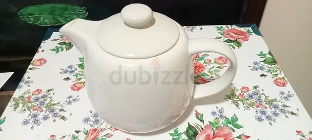 White Ceramic Teapot with Lid - Good Condition