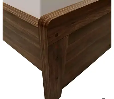 Solid Wood Single Bed Frame with Headboard - Walnut Finish & queen size mattress - both are for sale