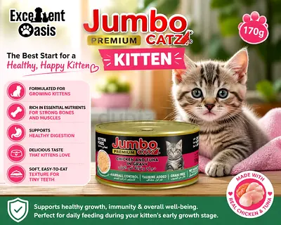Jumbo Catz Kitten Wet Food - Chicken & Tuna 170g (Unused Can)